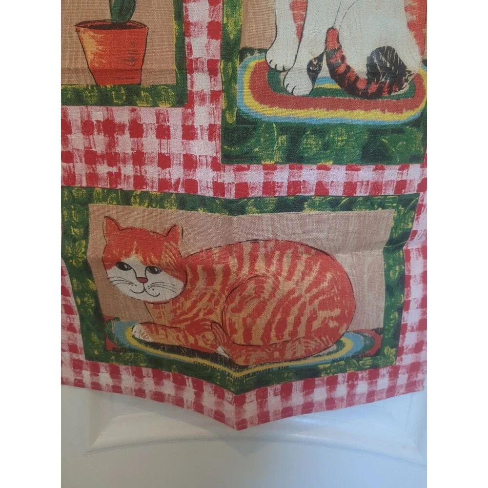 Ulster Weavers Tea Towel Gingham Sunflower CATS Irish Linen Cottage Farm Ireland